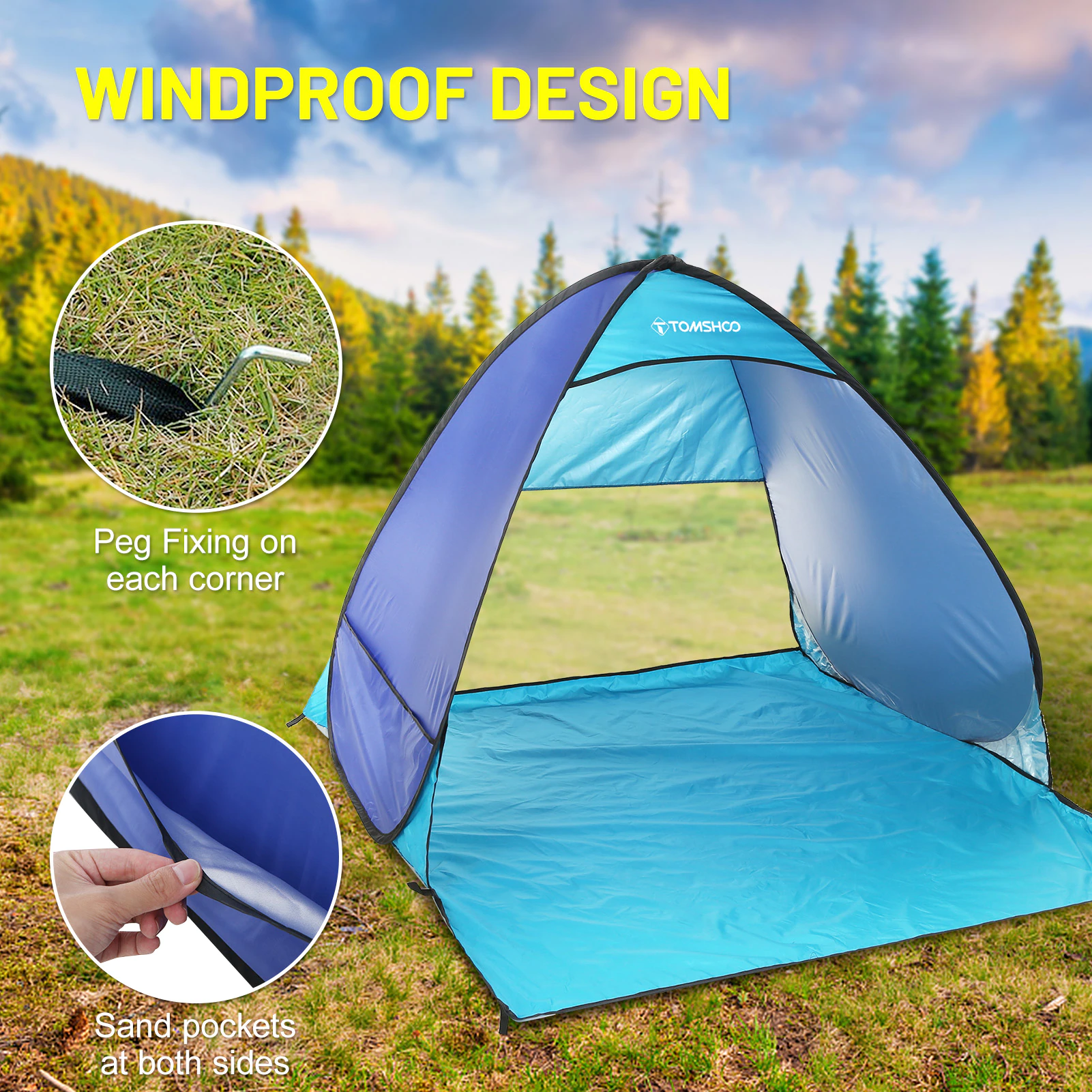 Cheap Goat Tents TOMSHOO Ultralight tent Automatic Instant Pop Up Beach Tent Outdoor Beach Shade Sun Shelter Tent Canopy Cabana w Carry Bag   